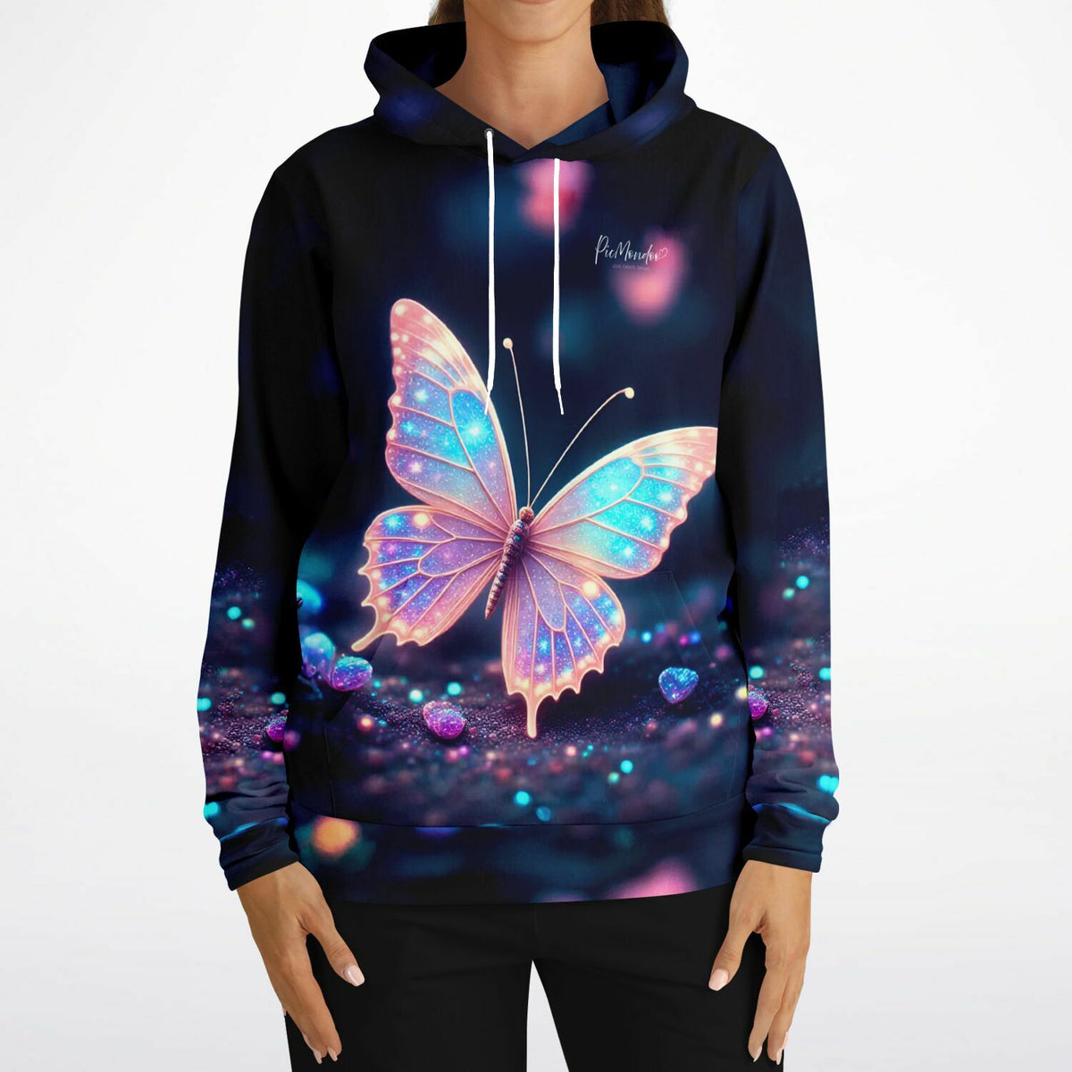 Dreamer Hoodie Lichttänzer mit leuchtendem Schmetterling Motiv im Design für Diamond Painting Fans und Kreative