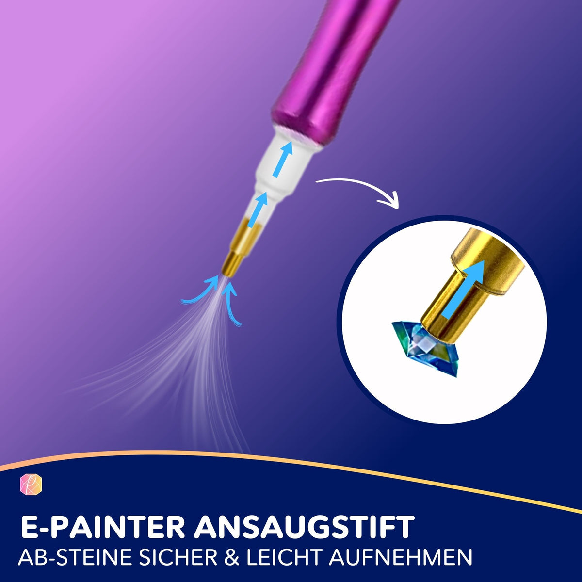 Lila Aluminium E-Painter Stift für Diamond Painting zum einfachen Aufnehmen von Diamanten ohne Wachs