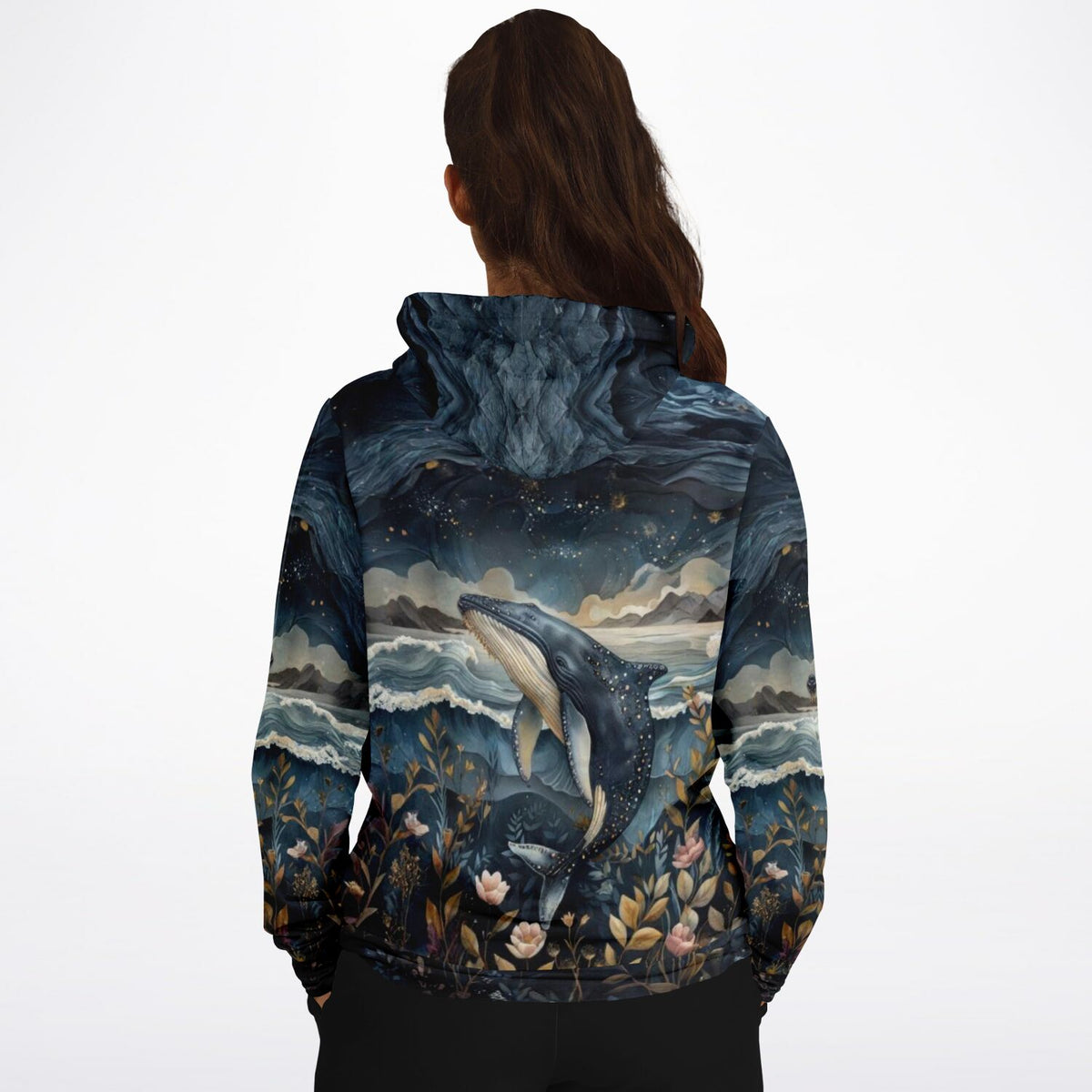 Dreamer Hoodie mit Meeresträume Motiv: Wal im Ozean, inspiriert von Diamond Painting und Malen nach Zahlen Kunststilen
