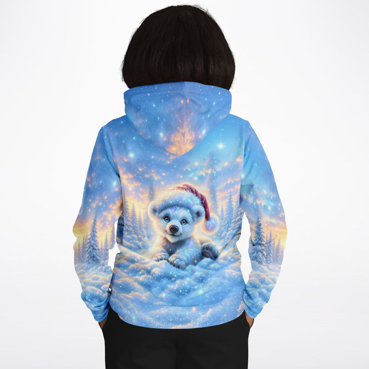 Hoodie mit süßem Eisbär-Motiv im Schnee, perfekt für Fans von Diamond Painting und Malen nach Zahlen Designs