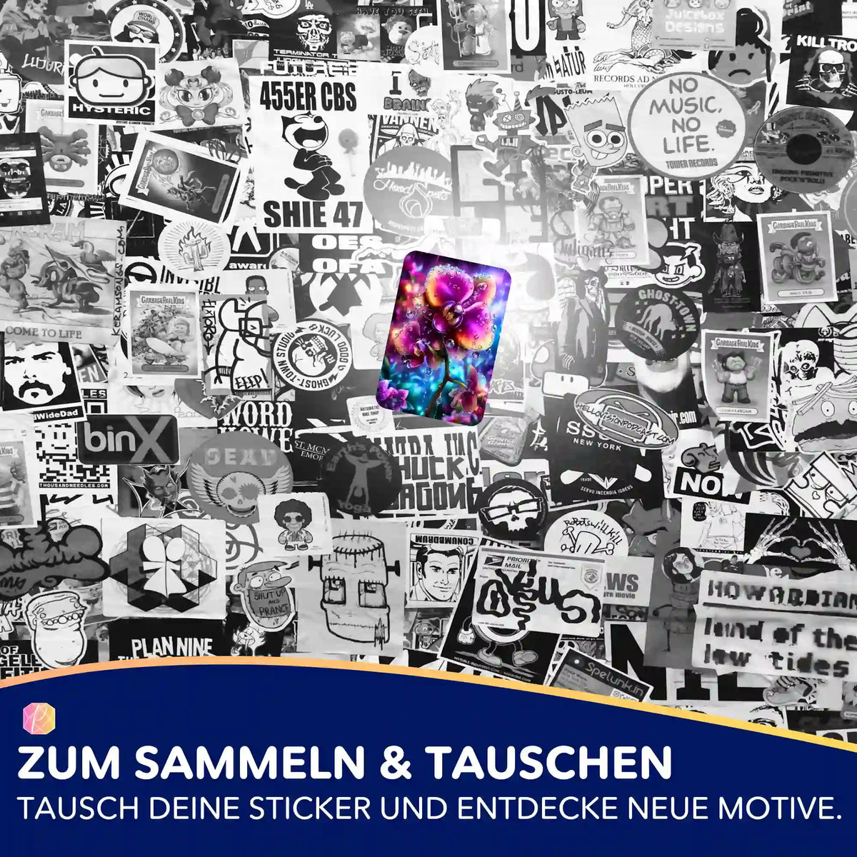 Picmondoo 5er-Set Aufkleber mit Regenkuss Diamond Painting Motiv zur Organisation deines Bastelzubehörs