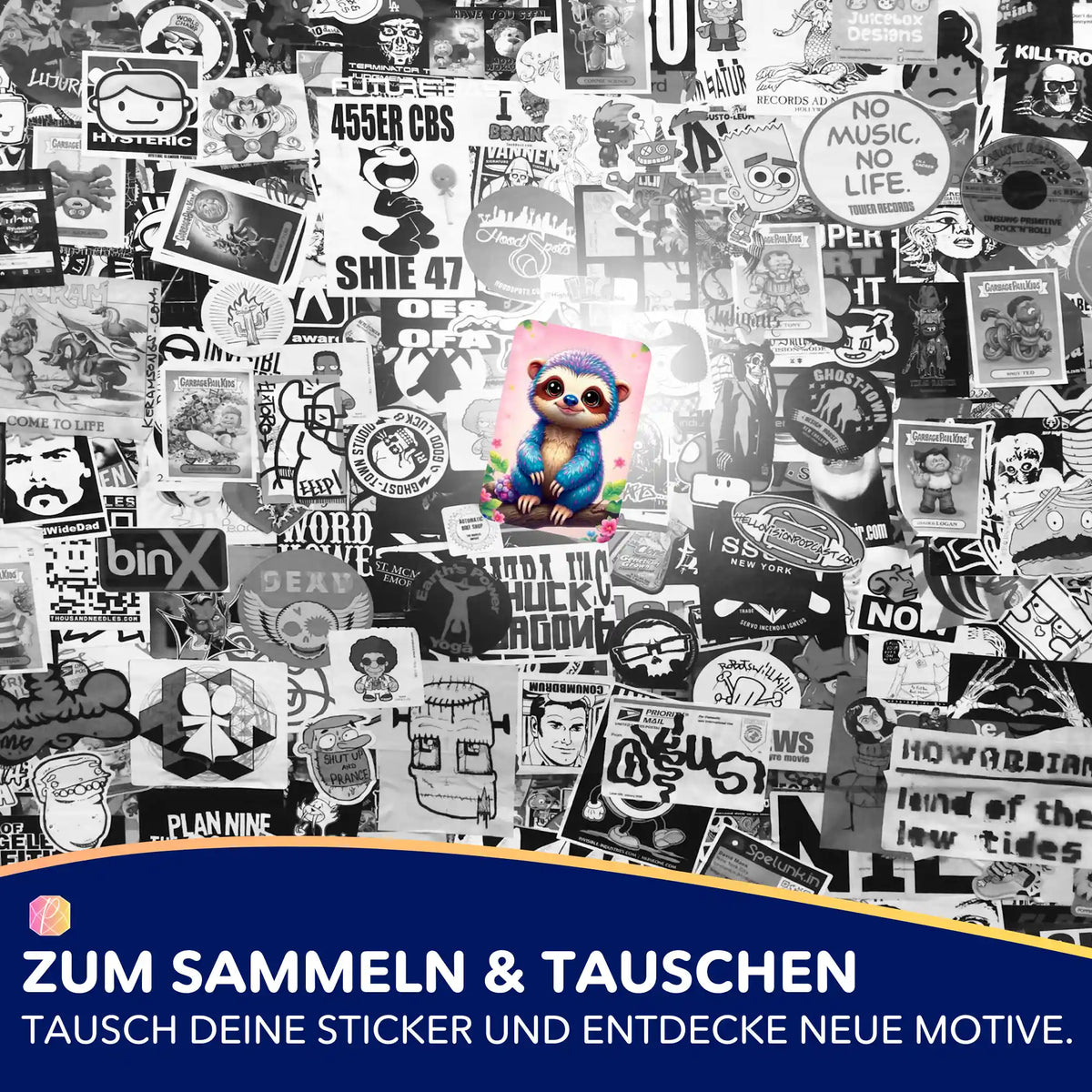 Buntes Kleiner Faulenzer Sticker-Set für Diamond Painting Fans zur Dekoration von Zubehör und Bastelsets.