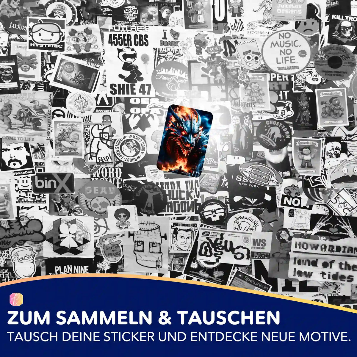 Picmondoo Sticker-Set mit feurigem Drachen-Motiv zur Organisation für Diamond Painting und Bastelbedarf