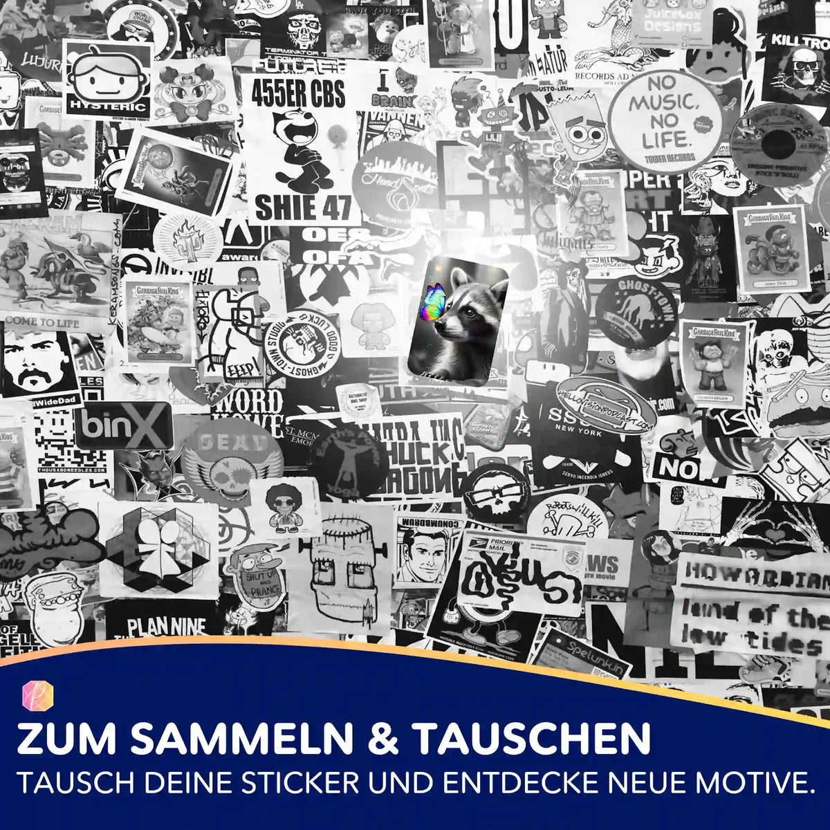 Picmondoo Sticker-Set zum Organisieren von Diamond Painting Zubehör mit Motiv-Stickern und Waschbären-Design