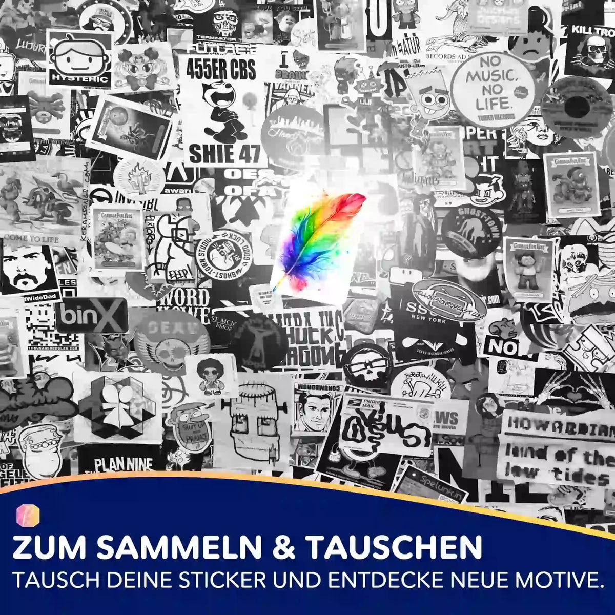Buntes Regenbogen-Federsticker 5er-Set von Picmondoo zur Organisation für Diamond Painting und Bastelprojekte