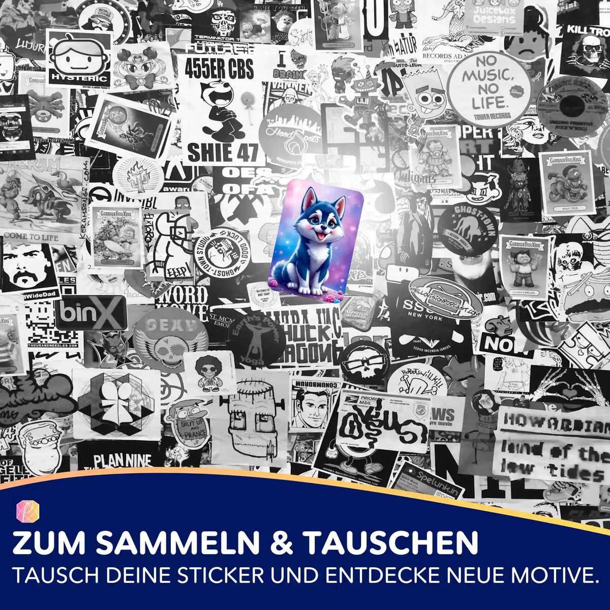 Süßer Husky-Sticker für Diamond Painting Fans als Teil des bunten Picmondoo Aufkleber-Sets zur Motivorganisation