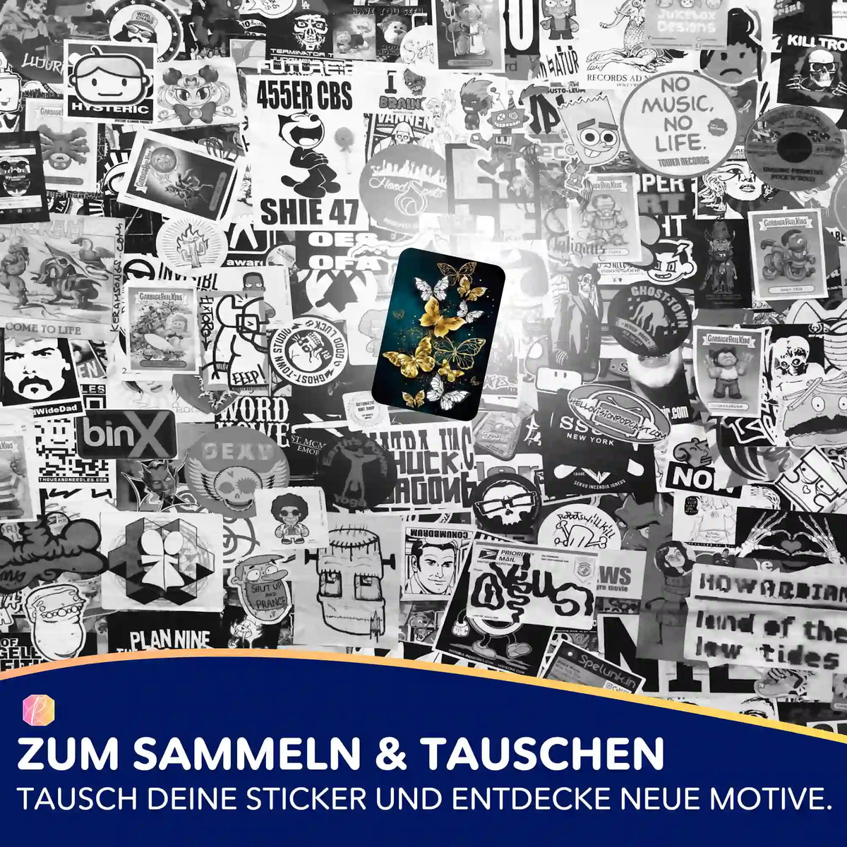 Picmondoo Diamond Painting Sticker-Set mit goldenen Schmetterlingen als Deko-Highlight für dein Bastel-Zubehör