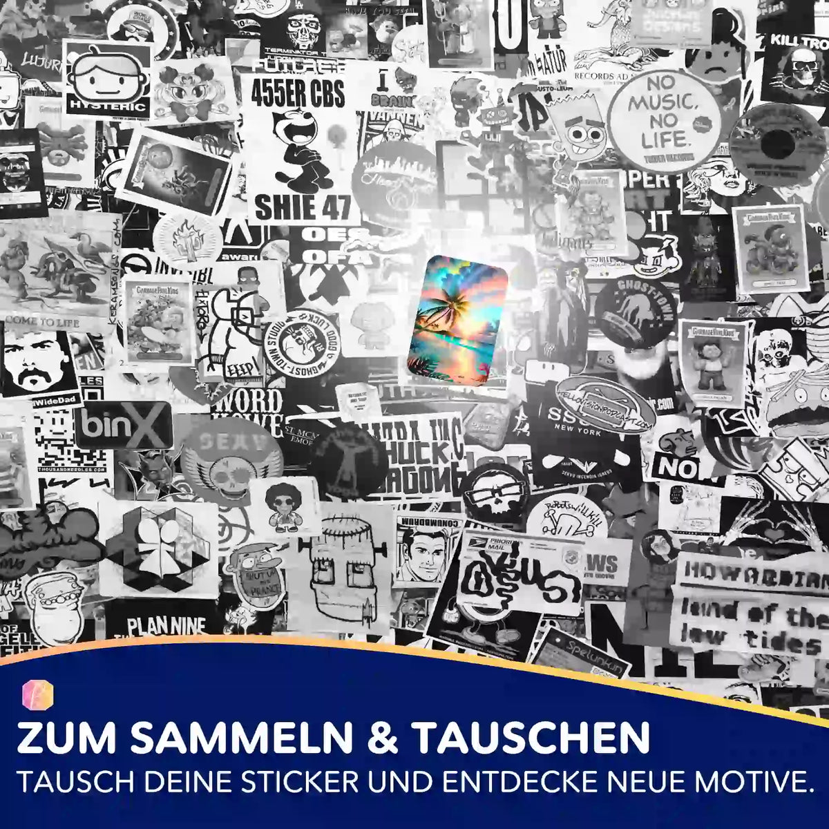Buntes Palmen-Sticker-Set für Diamond Painting und Bastelfans mit leuchtendem Abendhimmel-Motiv zur Organisation.
