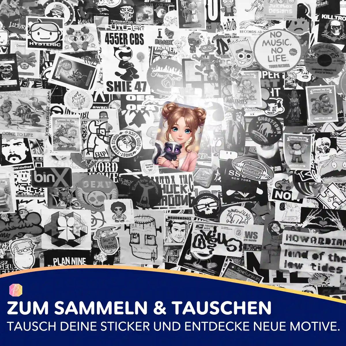 Picmondoo 5er-Set Aufkleber Yuna & Puki für Diamond Painting Zubehör und Bastelspaß