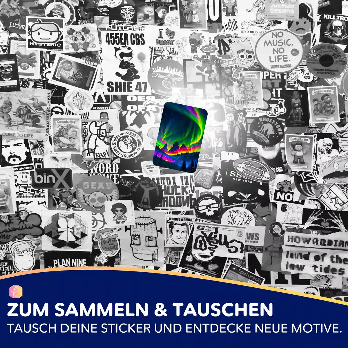 Buntes Nacht der bunten Lichter Motiv-Sticker für Diamond Painting Organisation und Sammler von Picmondoo