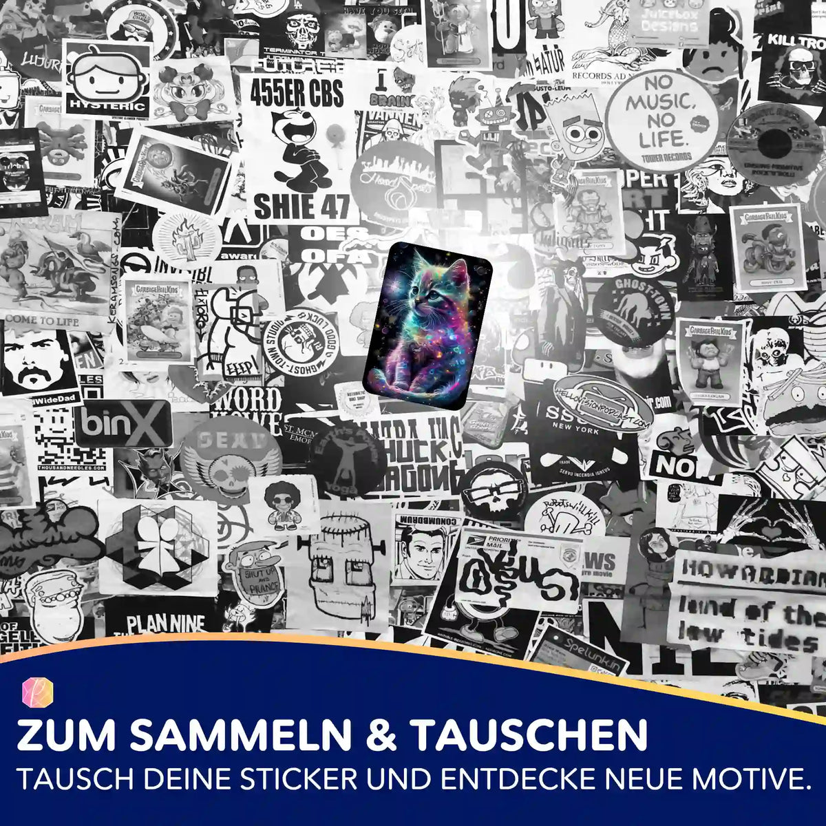 Picmondoo Kätzchen Kunterbunt Aufkleber Set für Diamond Painting Fans mit farbenfrohem Katzenmotiv