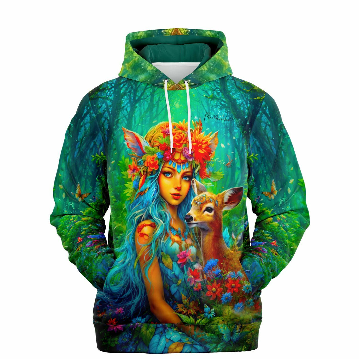 Dreamer Hoodie Waldmädchen mit Reh Motiv im bunten Fantasy-Design, perfekt für Fans von Diamond Painting und Kunst.