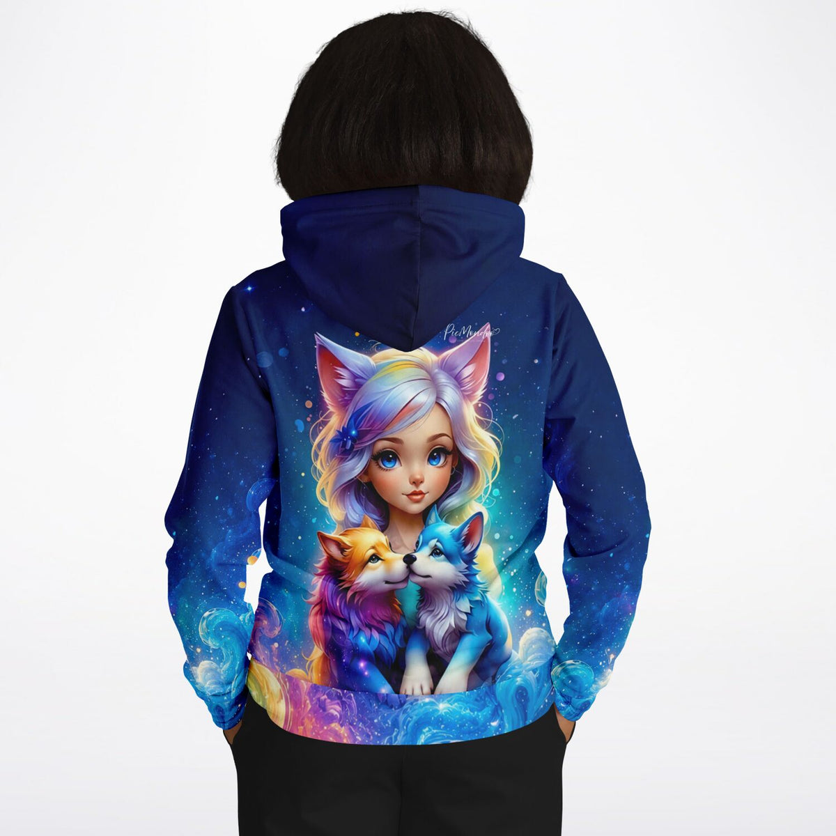 Dreamer Hoodie mit farbenfrohem Wolfsmädchen Finja Motiv im Style von Diamond Painting und Malen nach Zahlen Designs