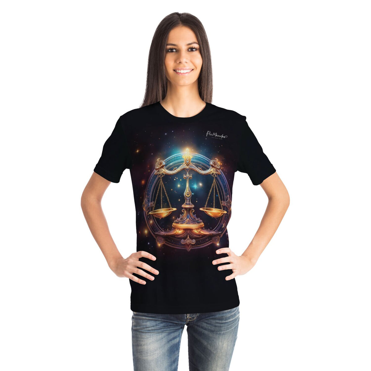 Schwarzes Dreamer T-Shirt mit Sternzeichen Waage Motiv im exklusiven Design für Diamond Painting und Bastel-Fans
