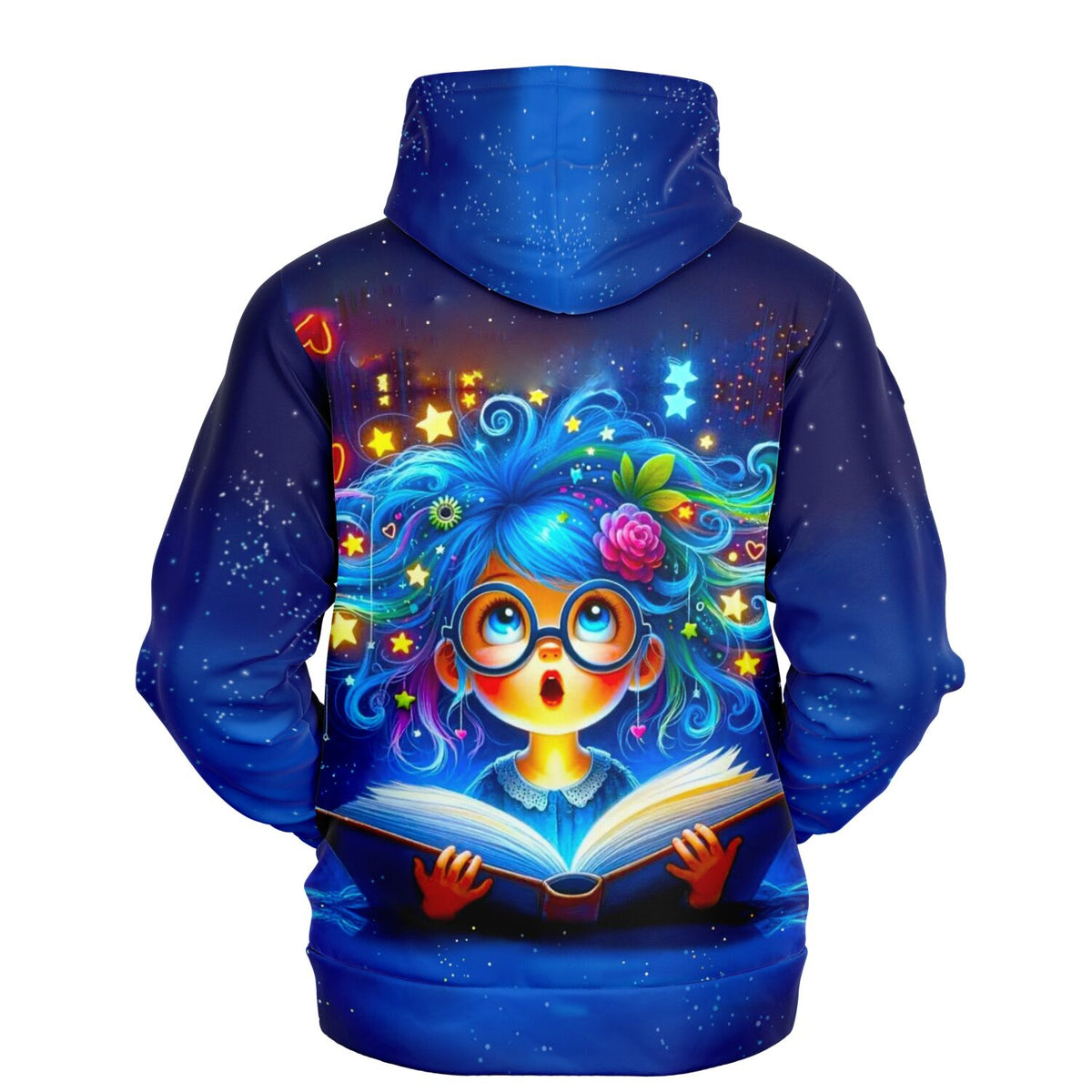 Dreamer Hoodie Lesemaus Josephine mit buntem Motiv, ideal für Fans von Diamond Painting und Malen nach Zahlen