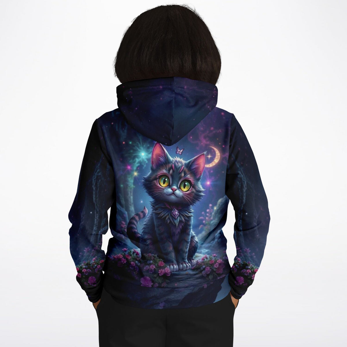 Hoodie mit niedlichem Katzen-Motiv in magischer Welt, ideal für Fans von Diamond Painting und Malen nach Zahlen Designs