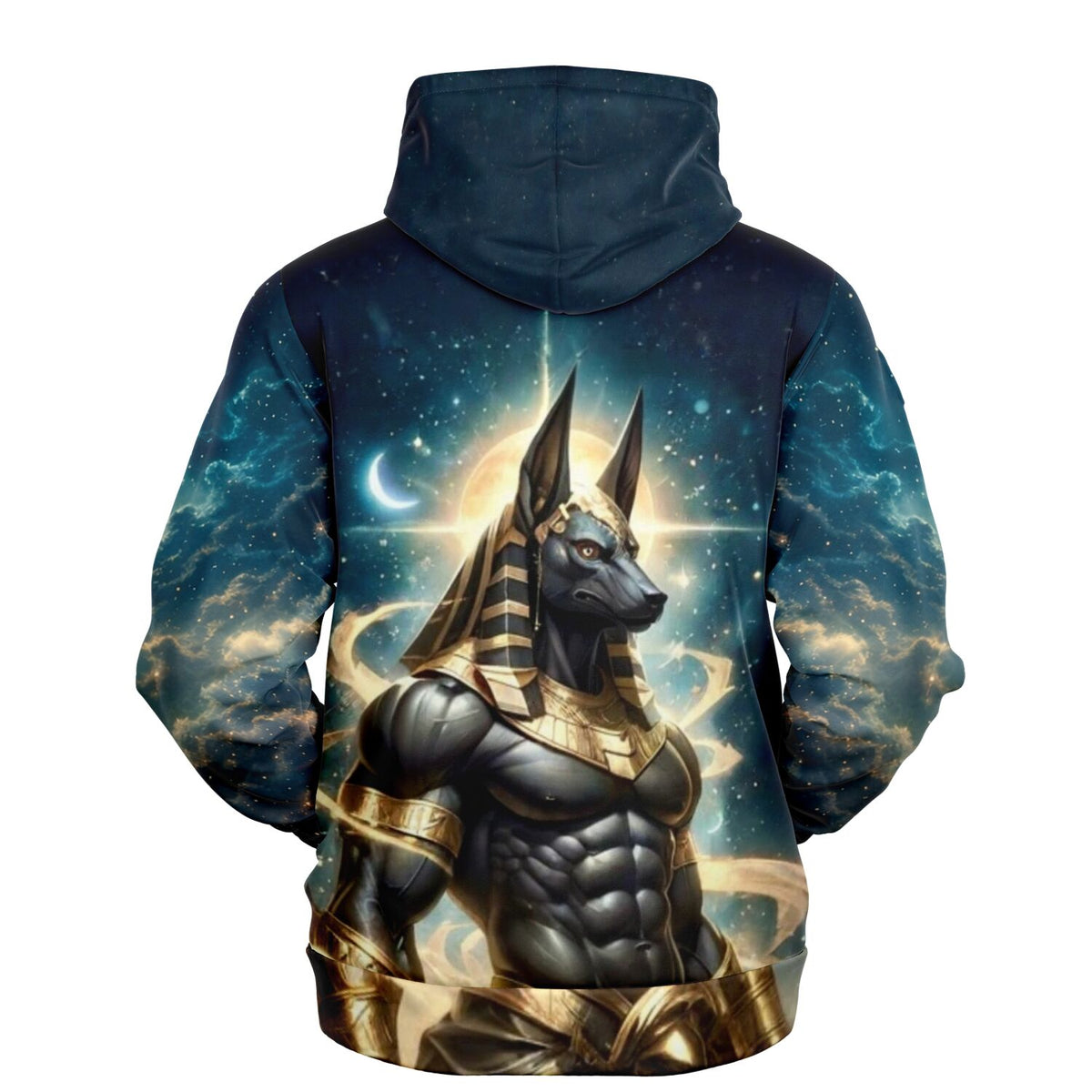 Hoodie mit Anubis ägyptische Gottheit Motiv voller All-over-Print als Inspiration für Diamond Painting oder Malen nach Zahlen