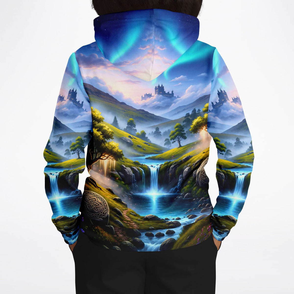 Dreamer Hoodie Tal der Erinnerung mit farbenfrohem Landschaftsmotiv, ideal für Fans von Malen nach Zahlen und Kunst.
