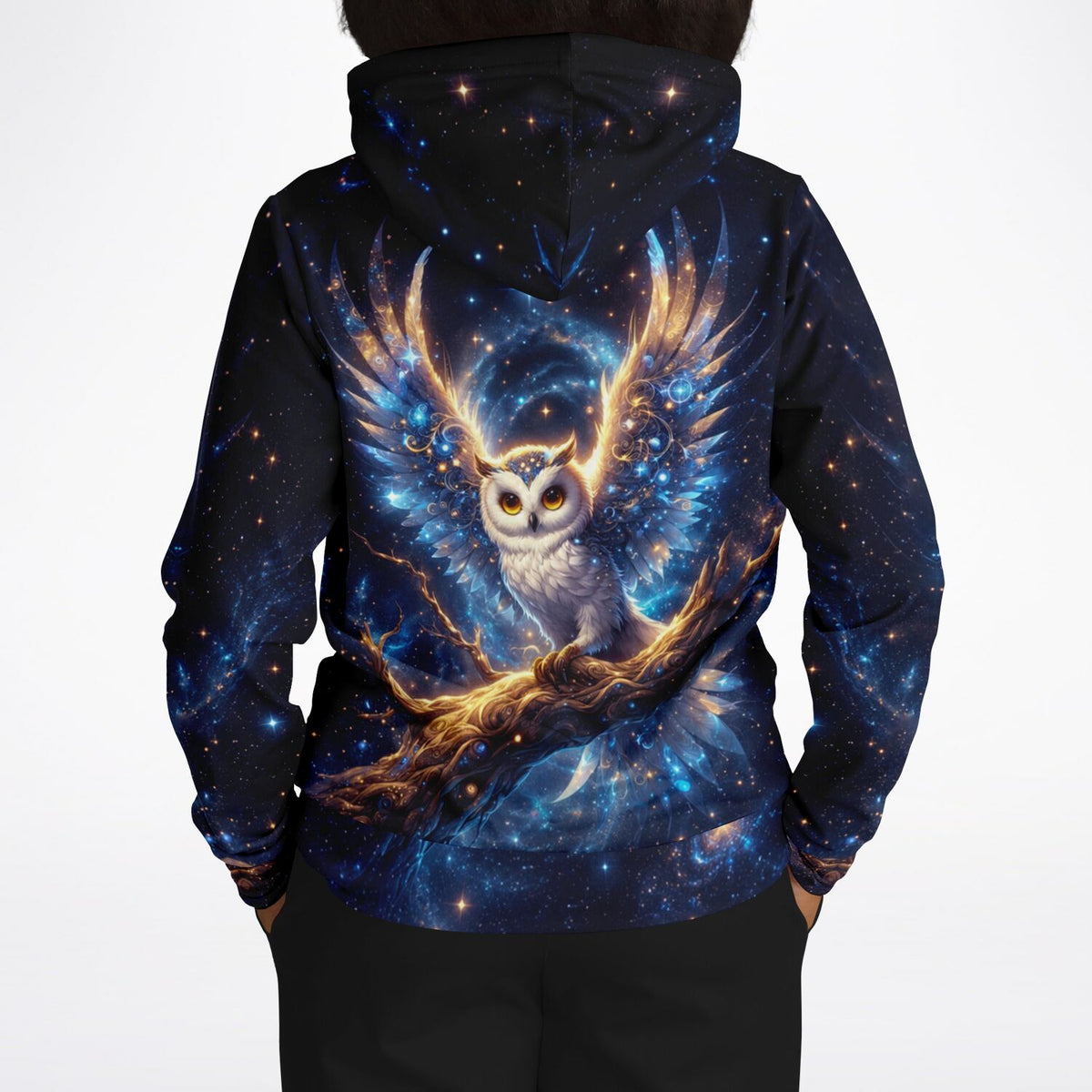 Dreamer Hoodie mit Eulen-Motiv im Weltraum-Design: Perfekt für Fans von Diamond Painting und kreativen DIY-Kunstwerken.