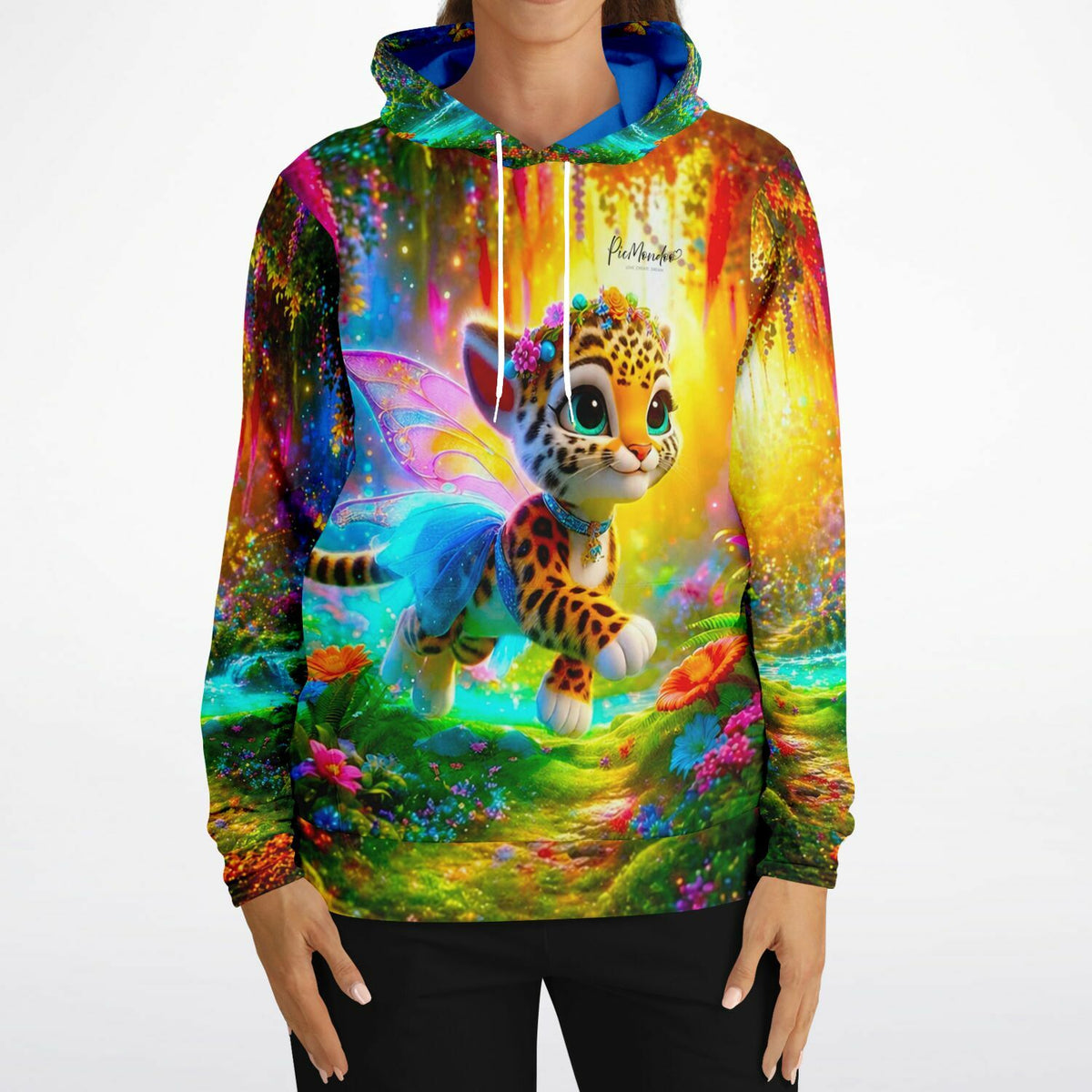 Dreamer Hoodie mit farbenfrohem Finja die kleine Tigerfee Motiv im Stil von Diamond Painting und Malen nach Zahlen Kunst