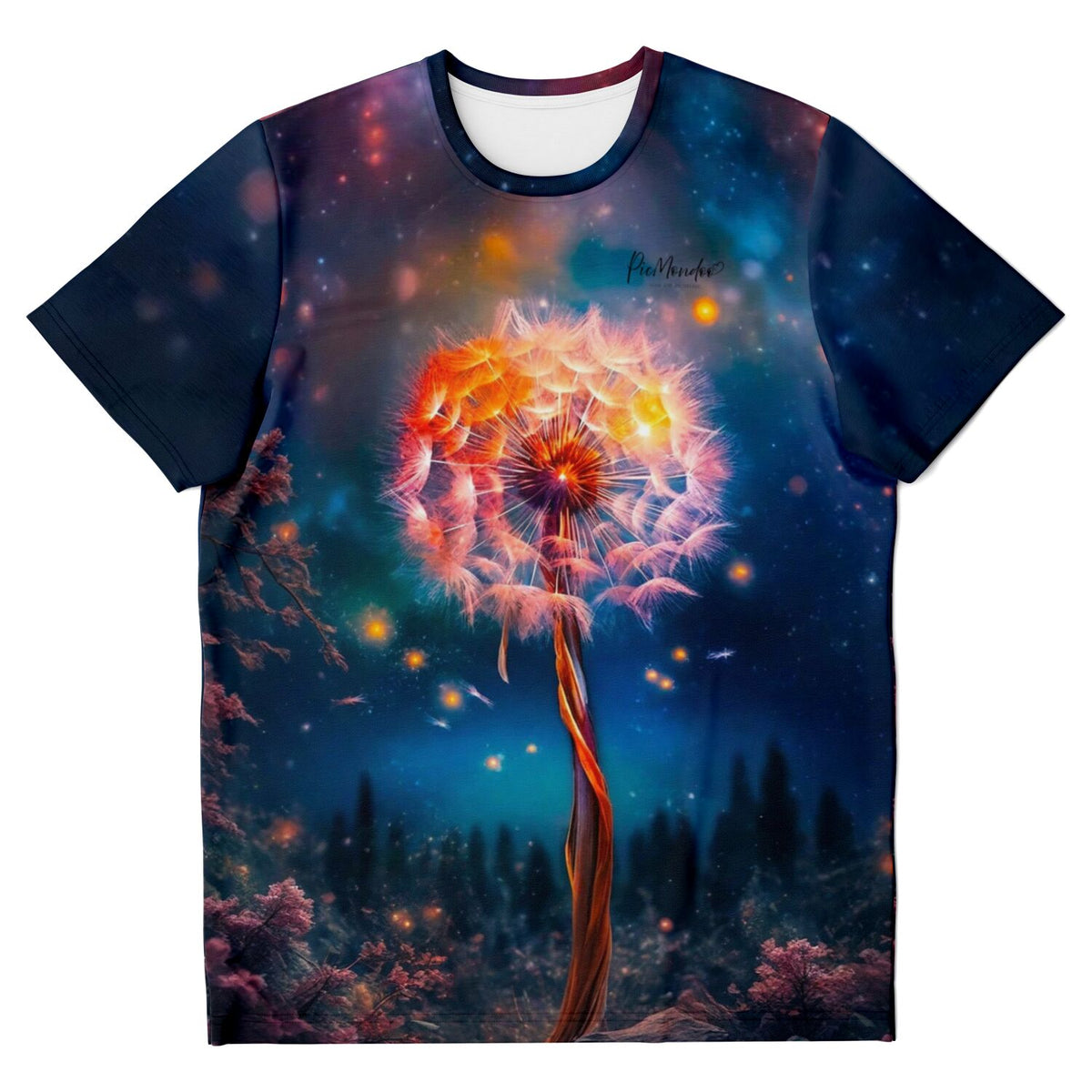 T-Shirt Dreamer Fly away by Night mit leuchtender Pusteblume, inspiriert von Diamond Painting Kunstmotiven