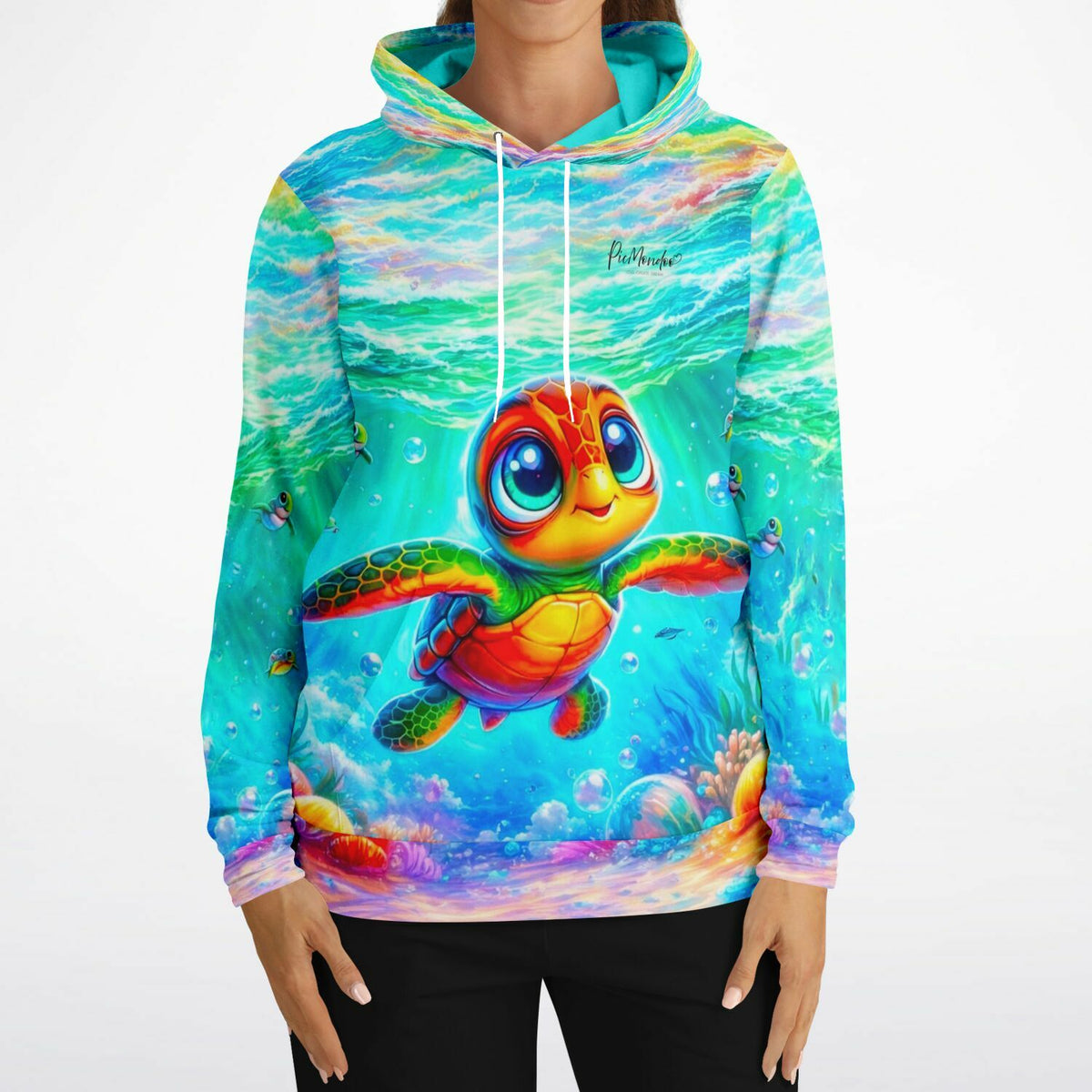 Bunter Dreamer Hoodie mit Lotta der kleinen Meeresschildkröte im Unterwasser-Look – ideal für Fans von Diamond Painting