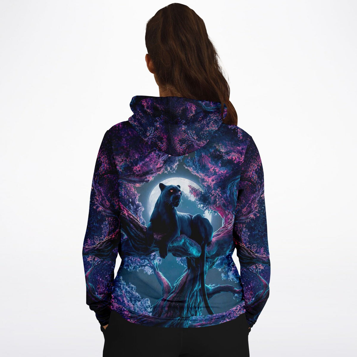 Dreamer Hoodie mit Black Panther und Kirschblütentraum-Motiv – perfekt für Fans von Malen nach Zahlen und Kunstdesigns