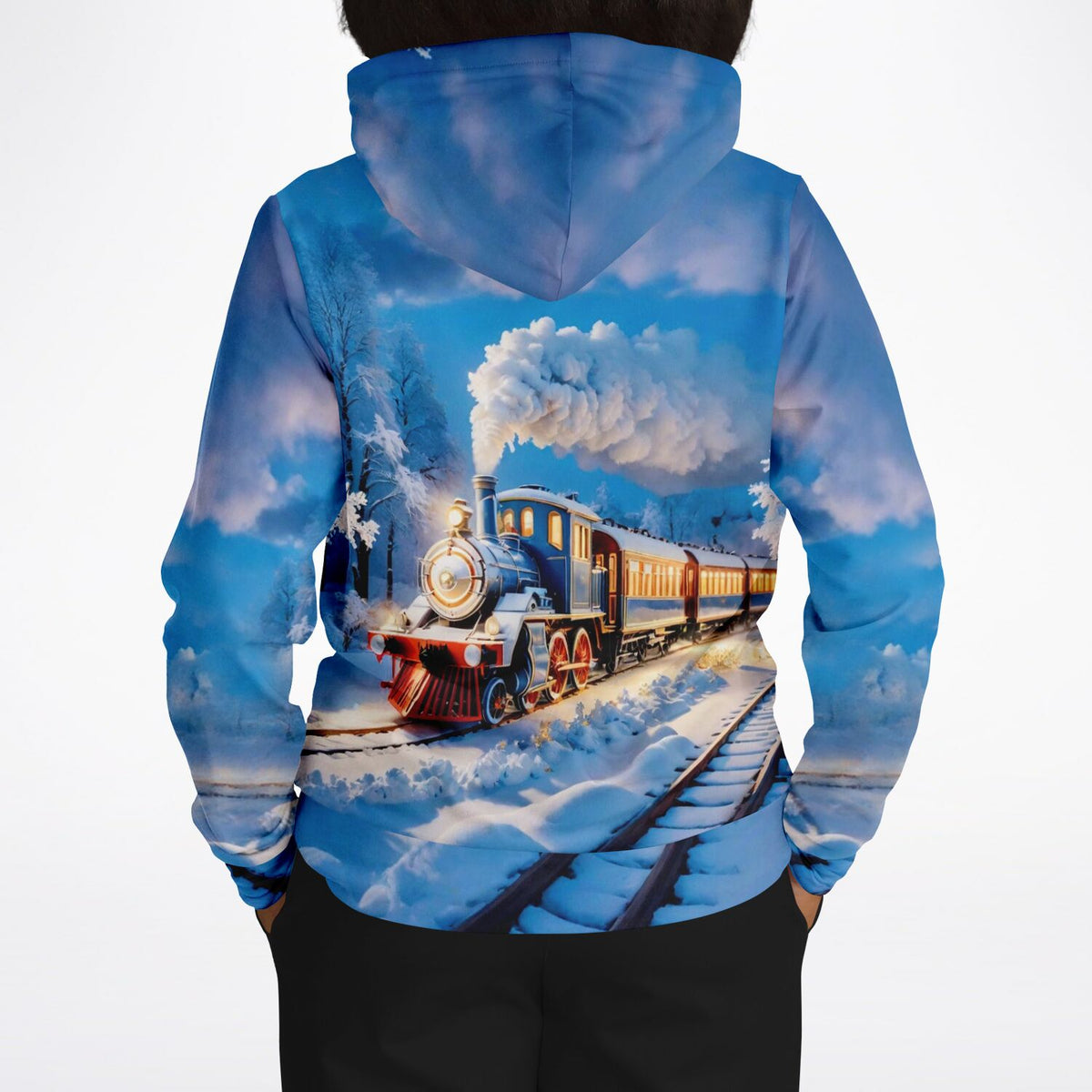 Dreamer Hoodie Night Train mit Winter-Zug Motiv, perfekt für Fans von Diamond Painting und Malen nach Zahlen