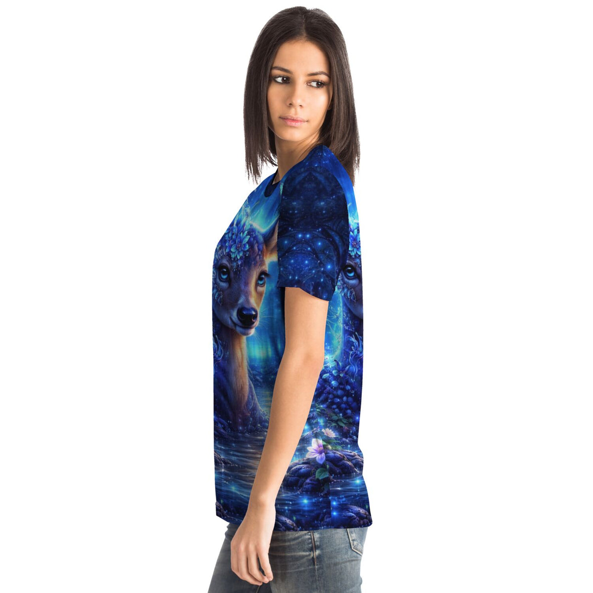 Dreamer T-Shirt Hüterin des Herzens mit blauem Reh Motiv, ideal für Fans von Malen nach Zahlen und Diamond Painting