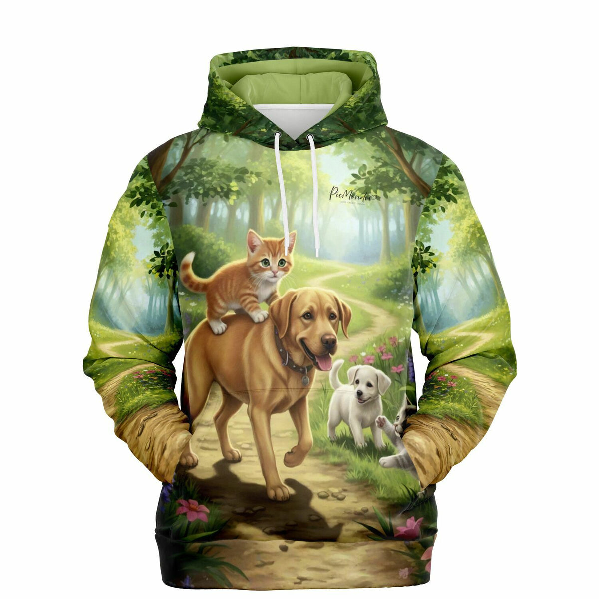 Dreamer Hoodie Waldspaziergang mit Hund und Katze im Stil unserer beliebten Diamond Painting und Malen nach Zahlen Motive