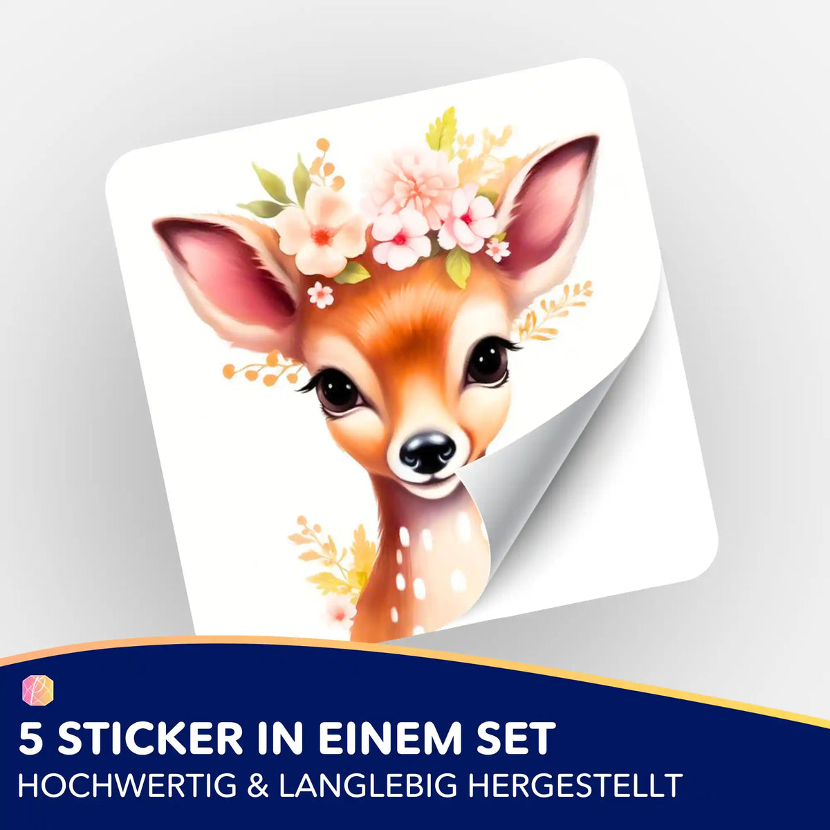 Bambi Babsy Sticker-Set: 5 süße Reh-Aufkleber für Diamond Painting Organisation und Bastelbedarf von Picmondoo