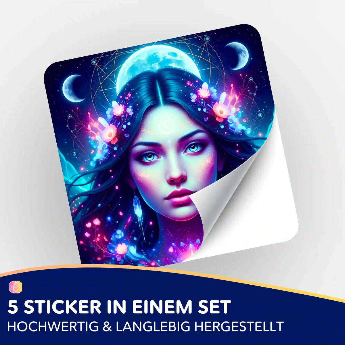 5er-Set Sticker Mondprinzessin für Diamond Painting und Malen nach Zahlen Zubehör von Picmondoo