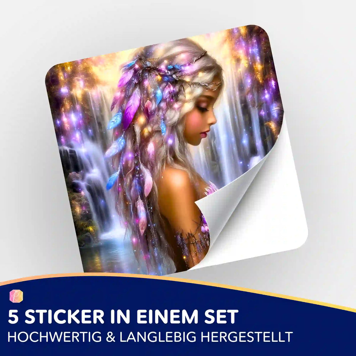 5er-Sticker-Set Elysias Lied mit magischem Mädchenmotiv zur Organisation von Diamond Painting und Malen nach Zahlen