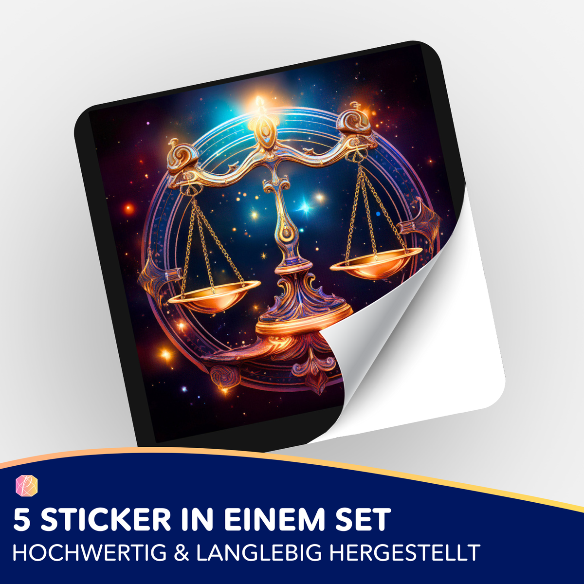 Sternzeichen Waage Sticker für Diamond Painting Zubehör – hochwertiges 5er-Set mit kosmischem Design