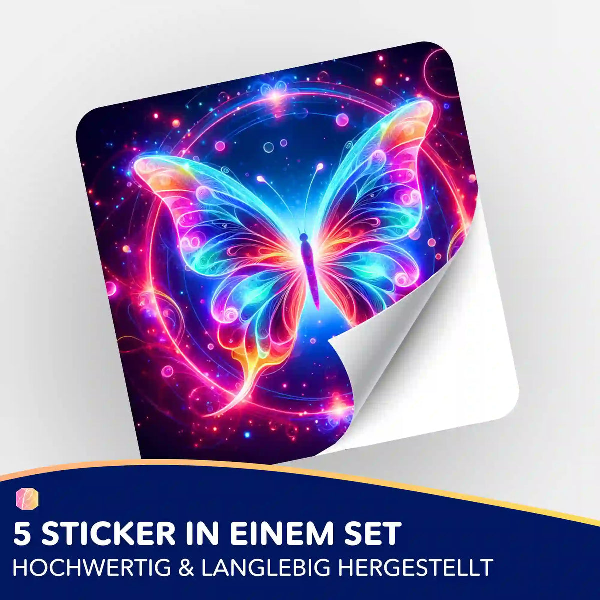 5er-Set Sticker Circle of Butterfly: Bunte Schmetterling-Aufkleber für Diamond Painting Zubehör und Organisation