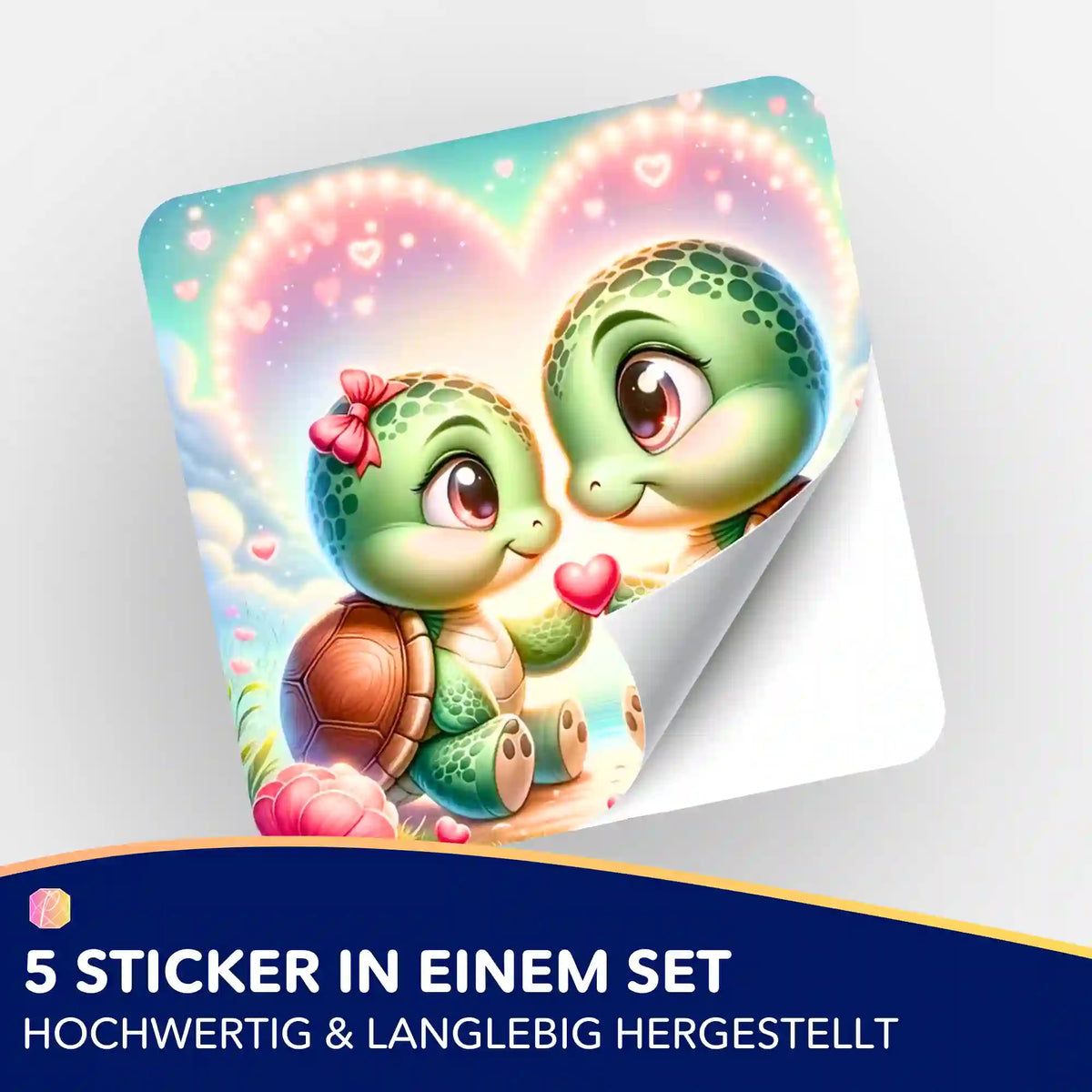 Picmondoo Sticker-Set mit süßen Schildkröten-Motiven Paul und Paulinchen zur Organisation deines Diamond Painting Zubehörs