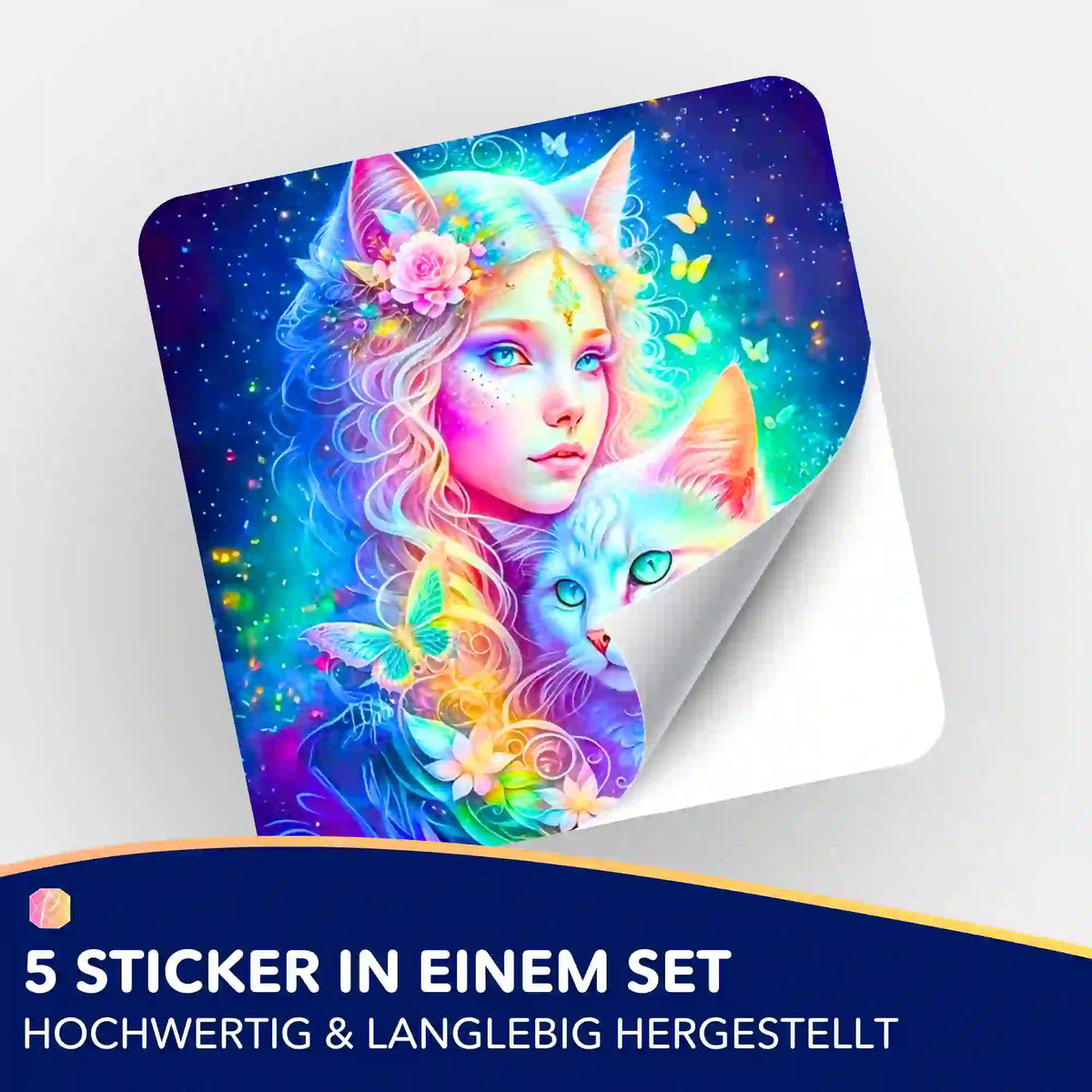 Farbintensiver Katzenelfe Sticker als Zubehör für Diamond Painting Sets von Picmondoo in hochwertiger Optik