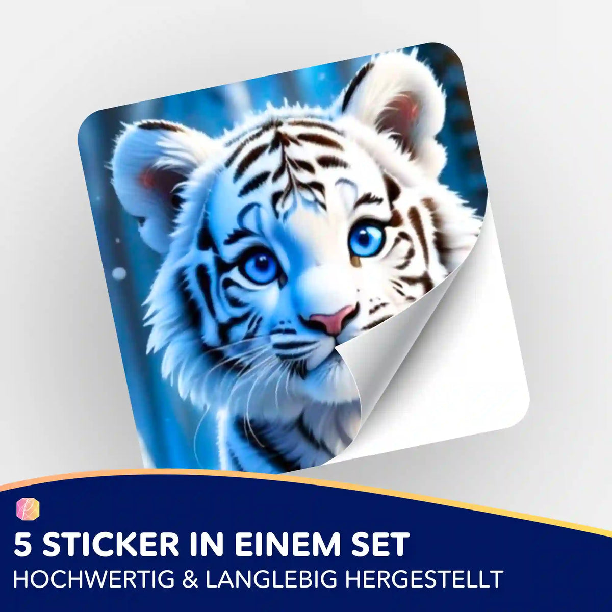 5er-Set Sticker Schneetigerbaby für Diamond Painting Organisation und Dekoration von picmondoo