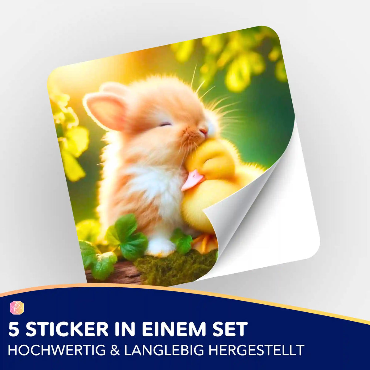 5er-Set Aufkleber mit niedlichem Häschen und Entenküken für Diamond Painting und Malen nach Zahlen Organisation