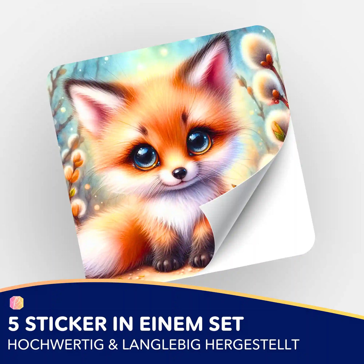 Fuchs-Aufkleber 5er-Set von Picmondoo zur Organisation für Diamond Painting und Bastelbedarf