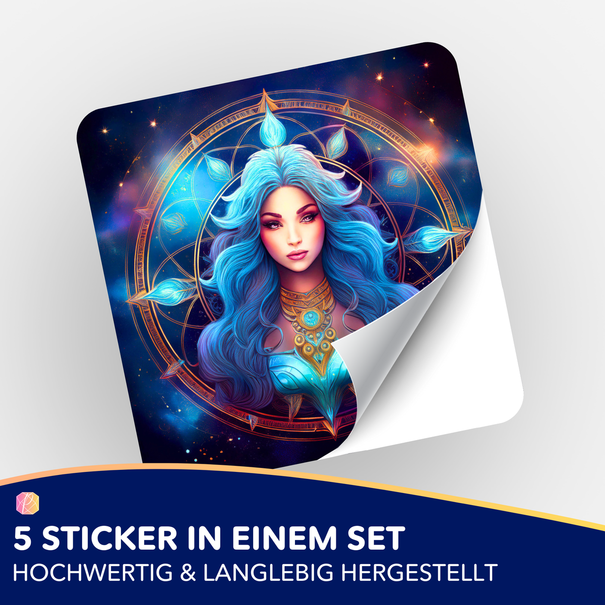Picmondoo Sternzeichen Jungfrau Sticker 5er-Set als Zubehör für Diamond Painting und Malen nach Zahlen Fans