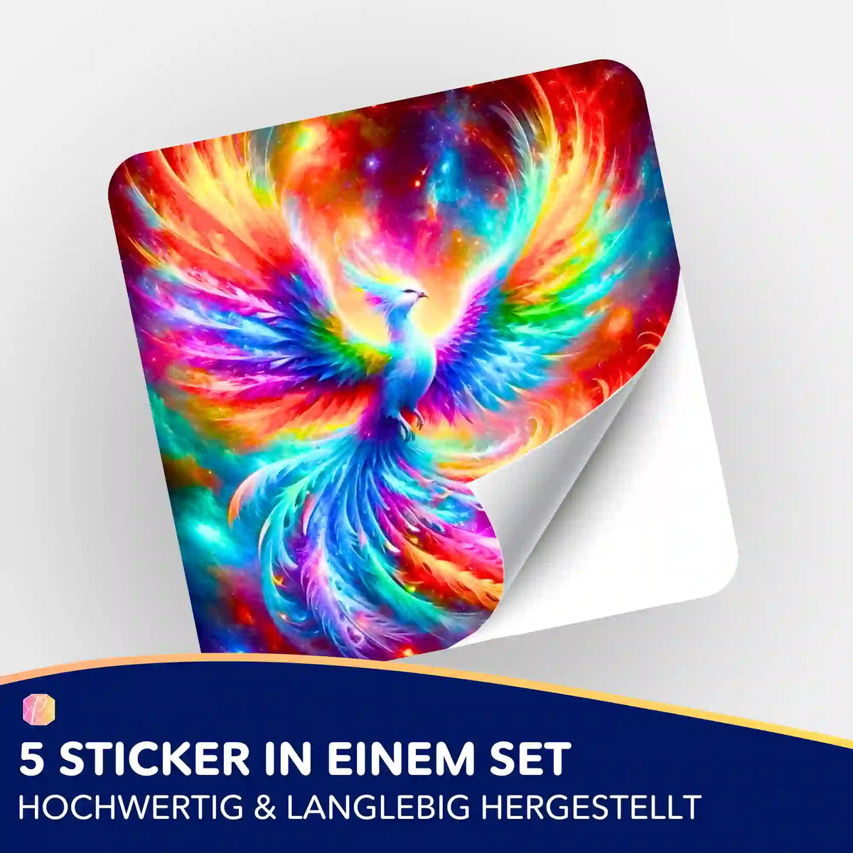 5er-Set Sticker mit buntem Phönix-Motiv für Diamond Painting Organisation und Dekoration