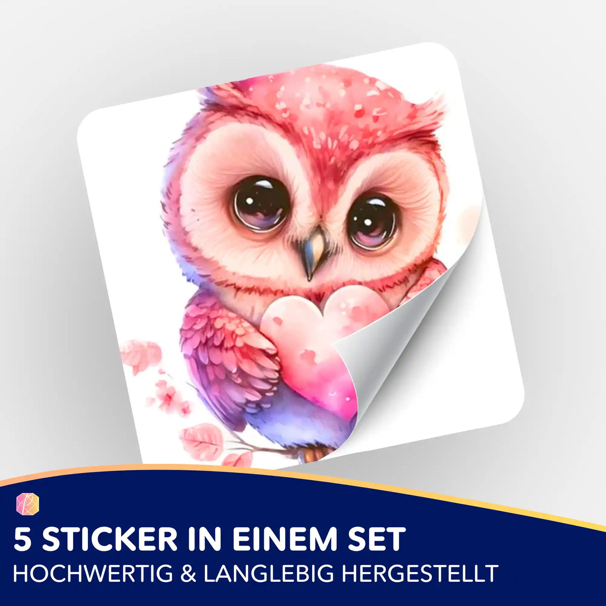 Loving Owl Aufkleber-Set mit 5 bunten Eulen-Stickern für Diamond Painting Organisation und Bastelbedarf