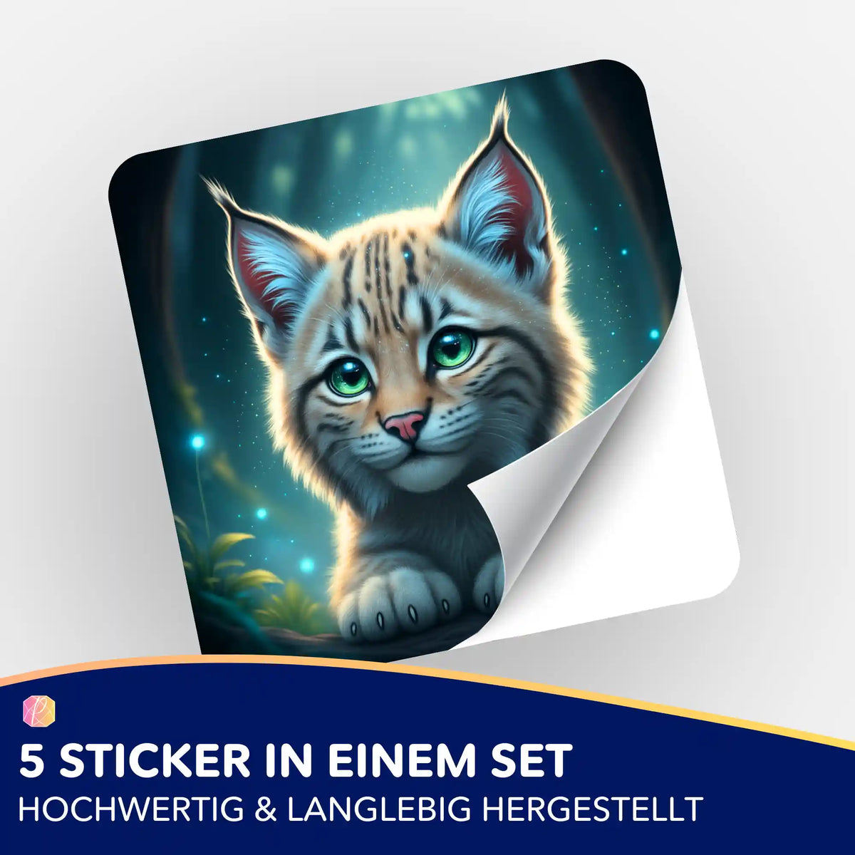 5er-Set Aufkleber Seele des Waldes mit Katzen-Motiv zur Organisation von Diamond Painting und Malen nach Zahlen Zubehör