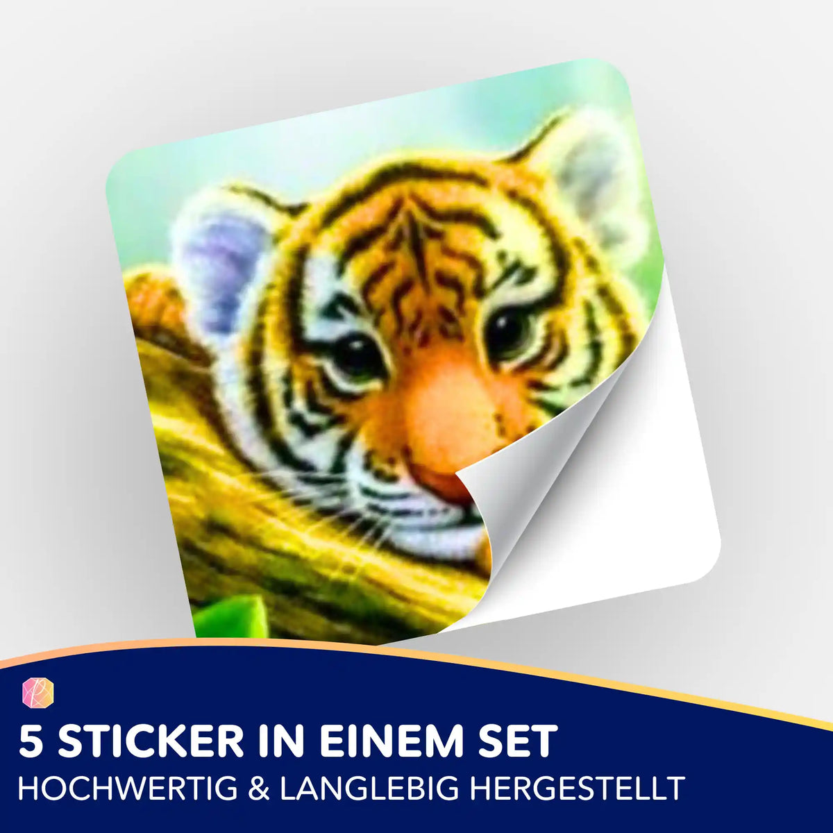 5er-Sticker-Set vom Tigerbaby für Organisation von Diamond Painting und Malen nach Zahlen Zubehör