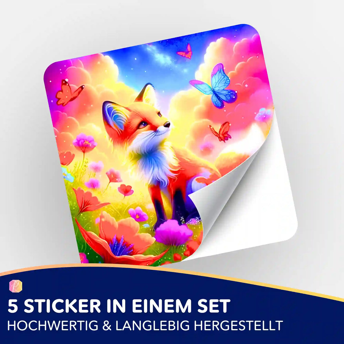 5er-Set Aufkleber Fuchs im Zauberland, passende Sticker für Organisation bei Diamond Painting und Malen nach Zahlen