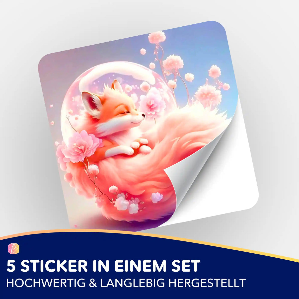 5er-Set Aufkleber mit niedlichem Fuchs-Motiv, passendes Zubehör für Diamond Painting und Bastelprojekte