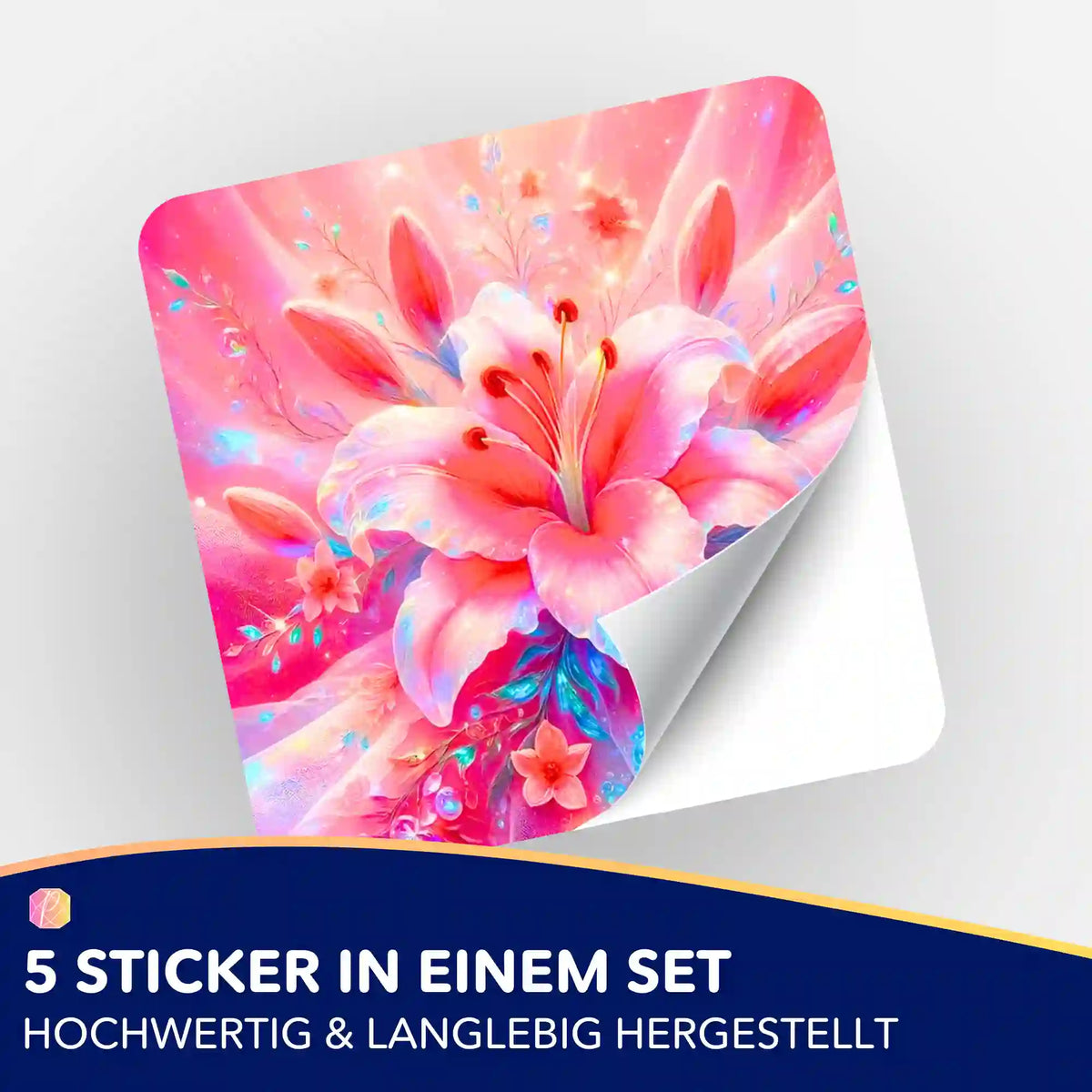 Picmondoo Sticker-Set mit Zarte Lilie Motiv in Rosé zur Organisation von Diamond Painting und Malen nach Zahlen Sets.