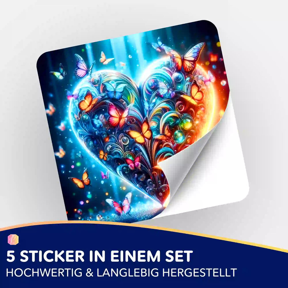 Picmondoo Aufkleber-Set mit Schmetterlingsherz-Motiv zur Organisation von Diamond Painting und Malen nach Zahlen Projekten