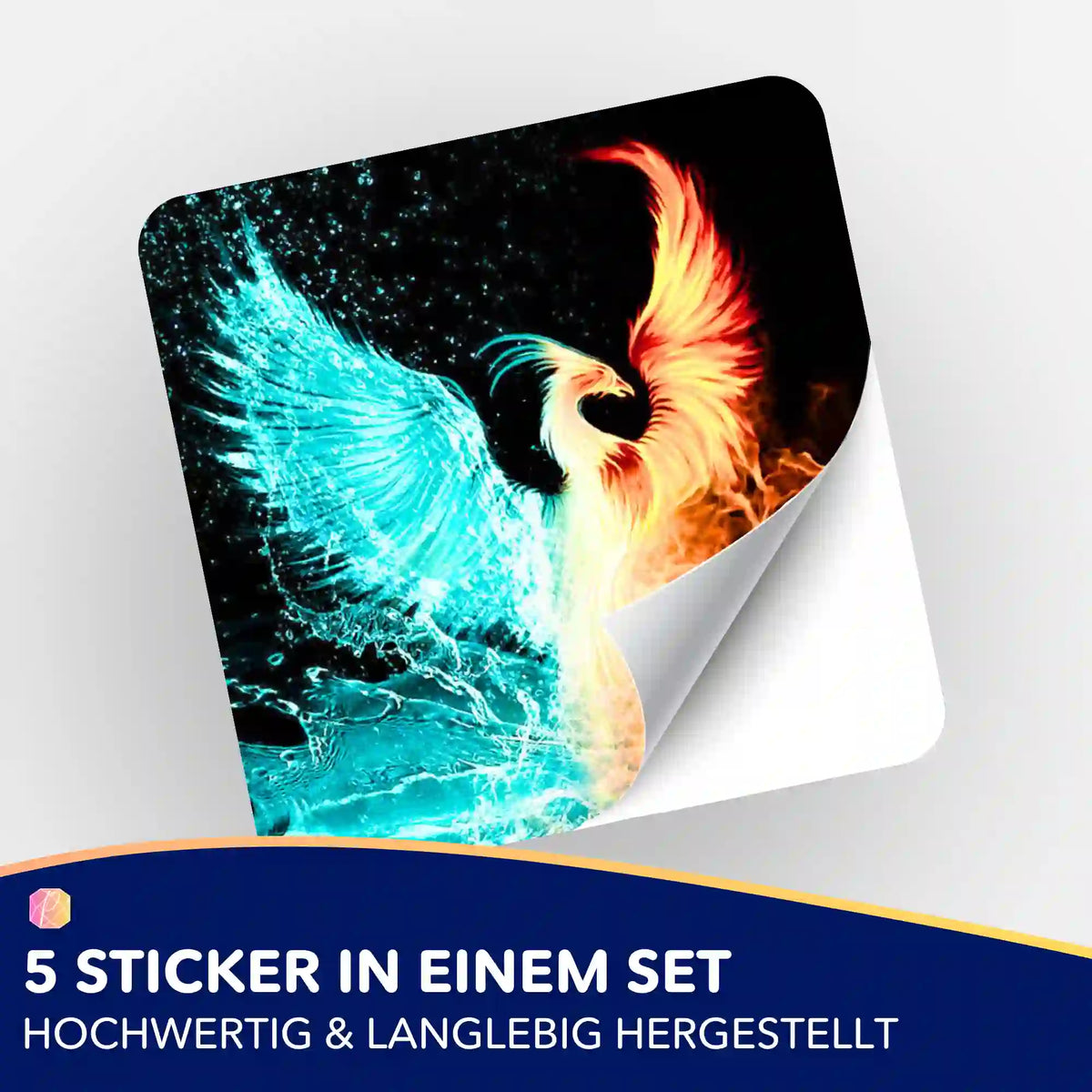 Phönix der Elemente Diamond Painting Sticker 5er-Set für Zubehör-Organisation bei Malen nach Zahlen und Diamanten Painting